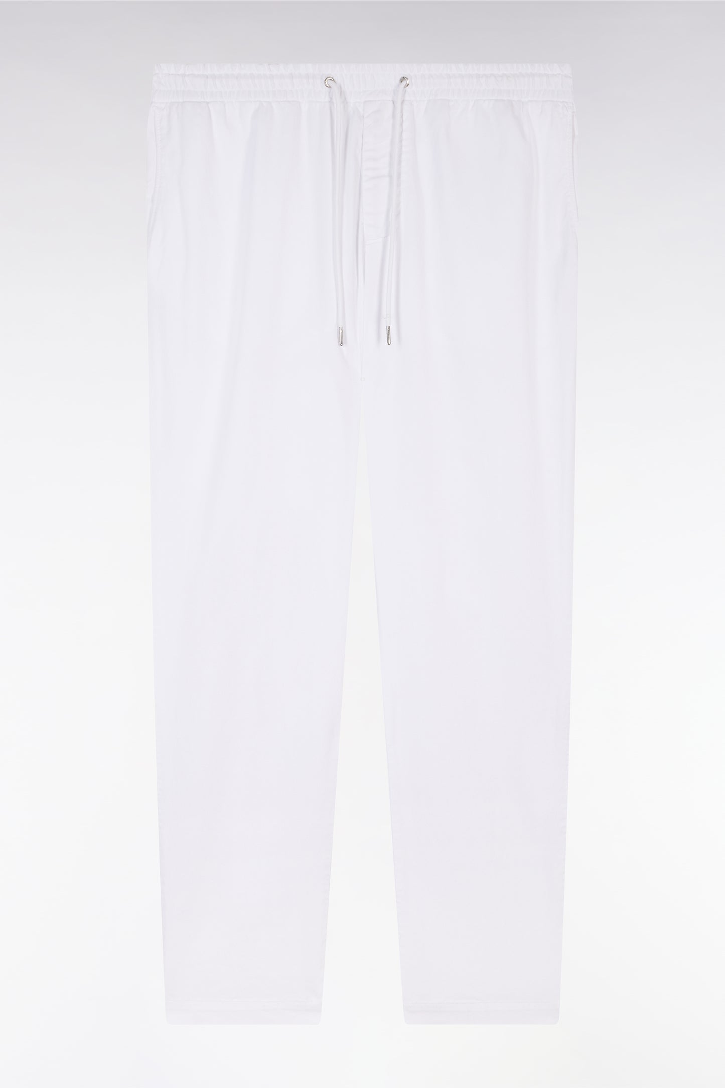 Elastic chinos in white stretch cotton - lyocell blend