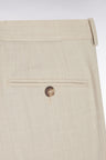 Elasticated trousers in beige stretch wool and cotton blend