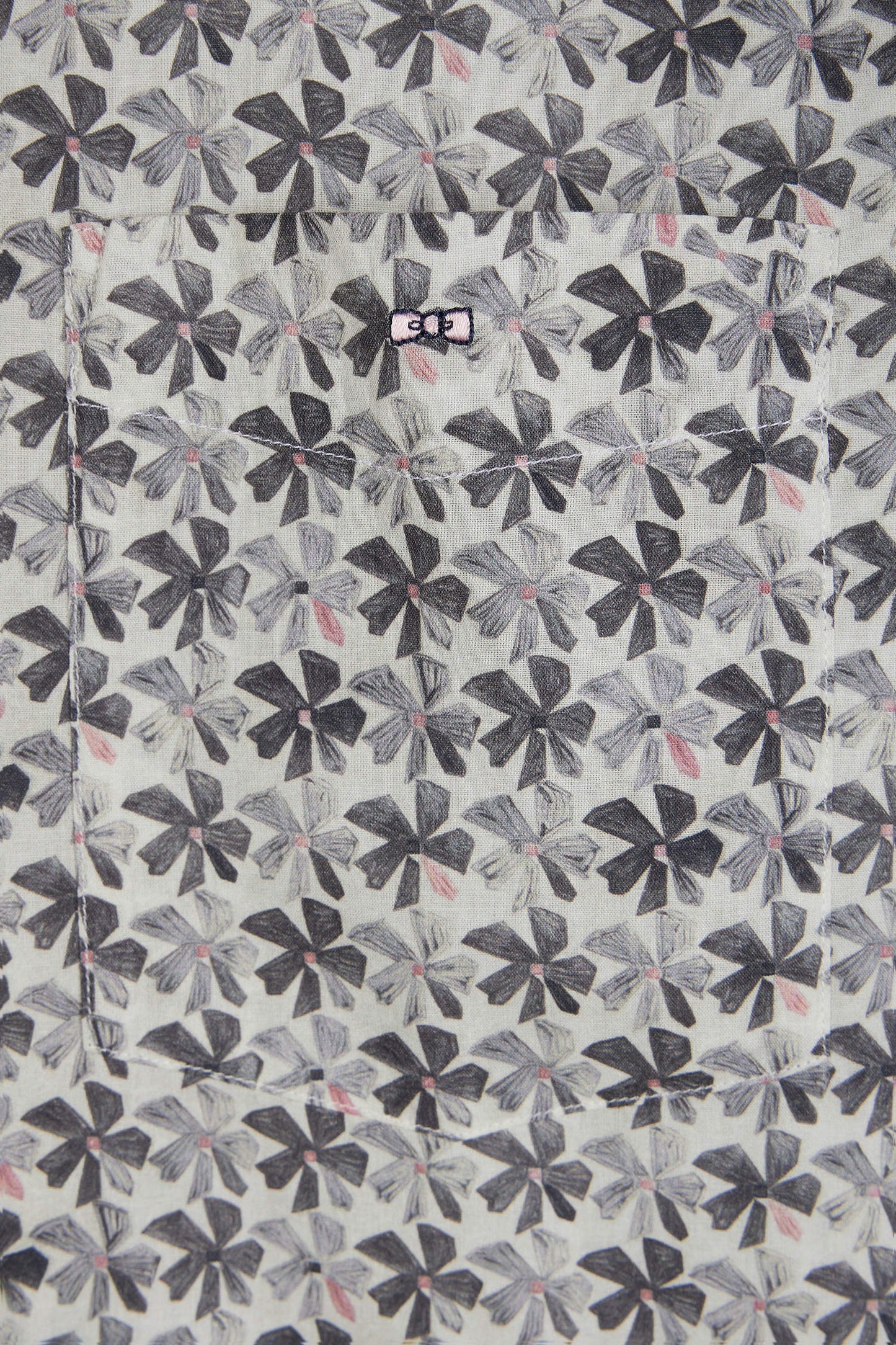 Straight-fit sort-sleeved shirt in grey cotton with graphic floral print