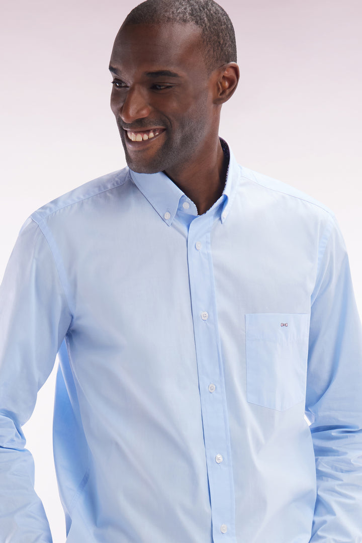 Chemise en coton ciel coudière coupe droite