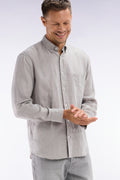 Chemise en lin gris unie coupe droite