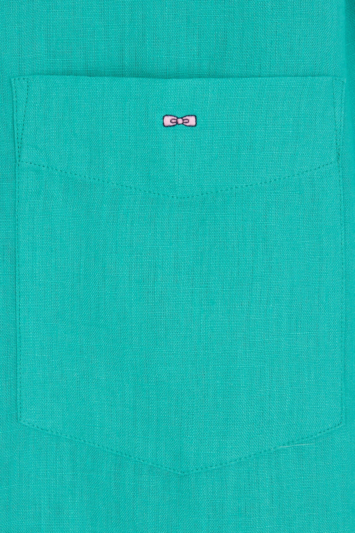 Straight-fit green linen shirt