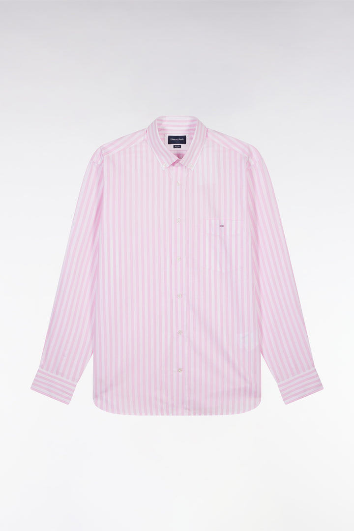 Chemise à rayures bâtons en coton rose coupe droite