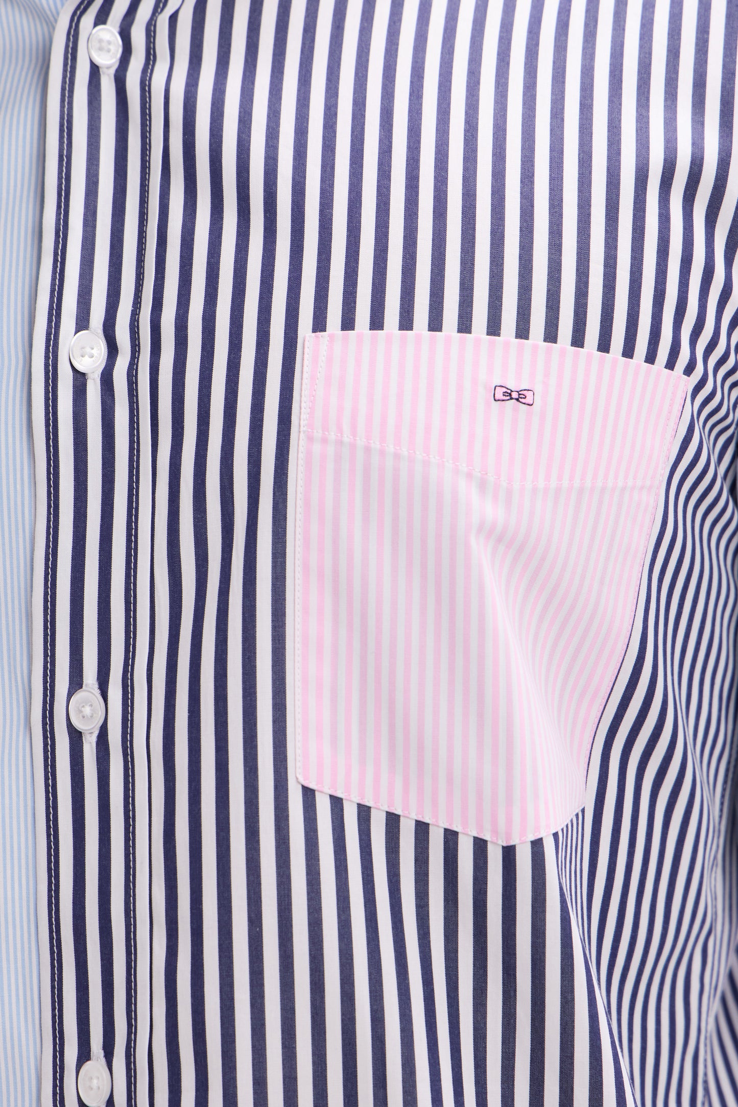 Straight-fit tricolor striped cotton shirt