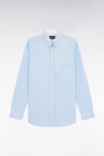 Straight-fit sky blue cotton gingham shirt