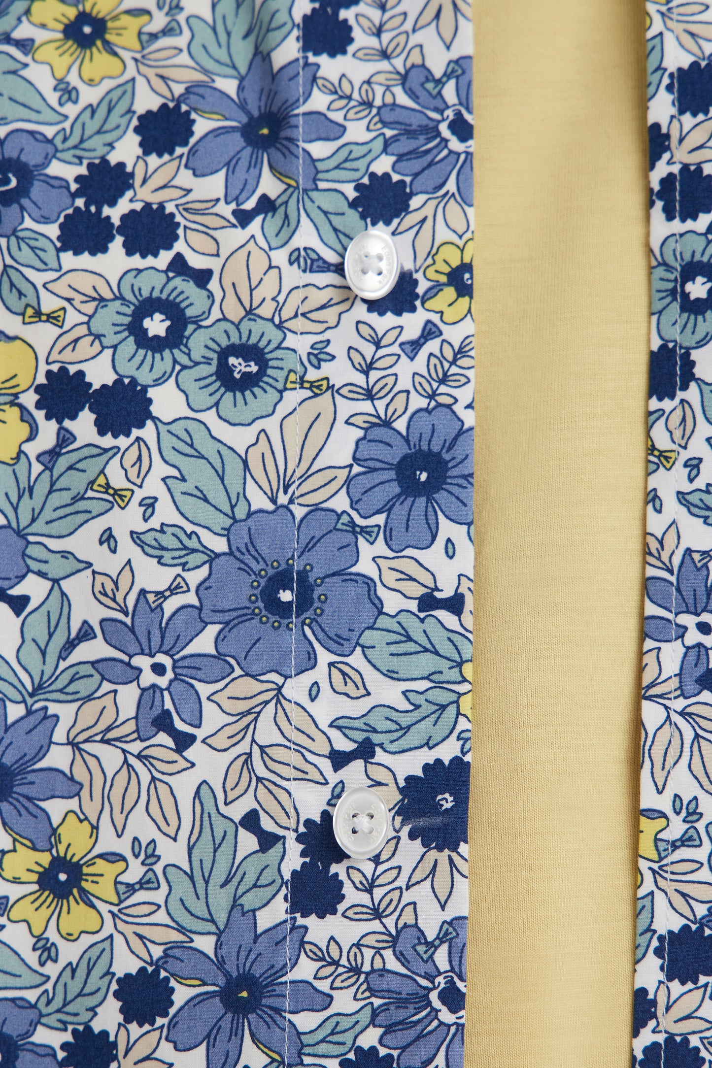 Straight-fit grey cotton poplin shirt with floral print