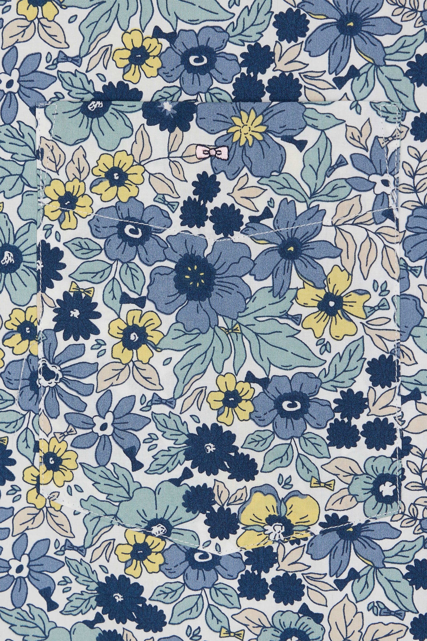Straight-fit grey cotton poplin shirt with floral print