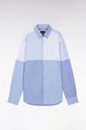 Straight-fit dark blue cotton twill shirt