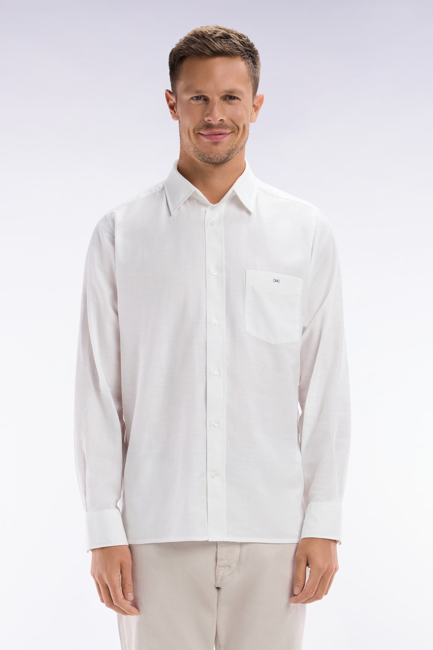 White cotton shirt with patch pocket