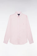 Chemise en twill de coton rose unie coupe droite