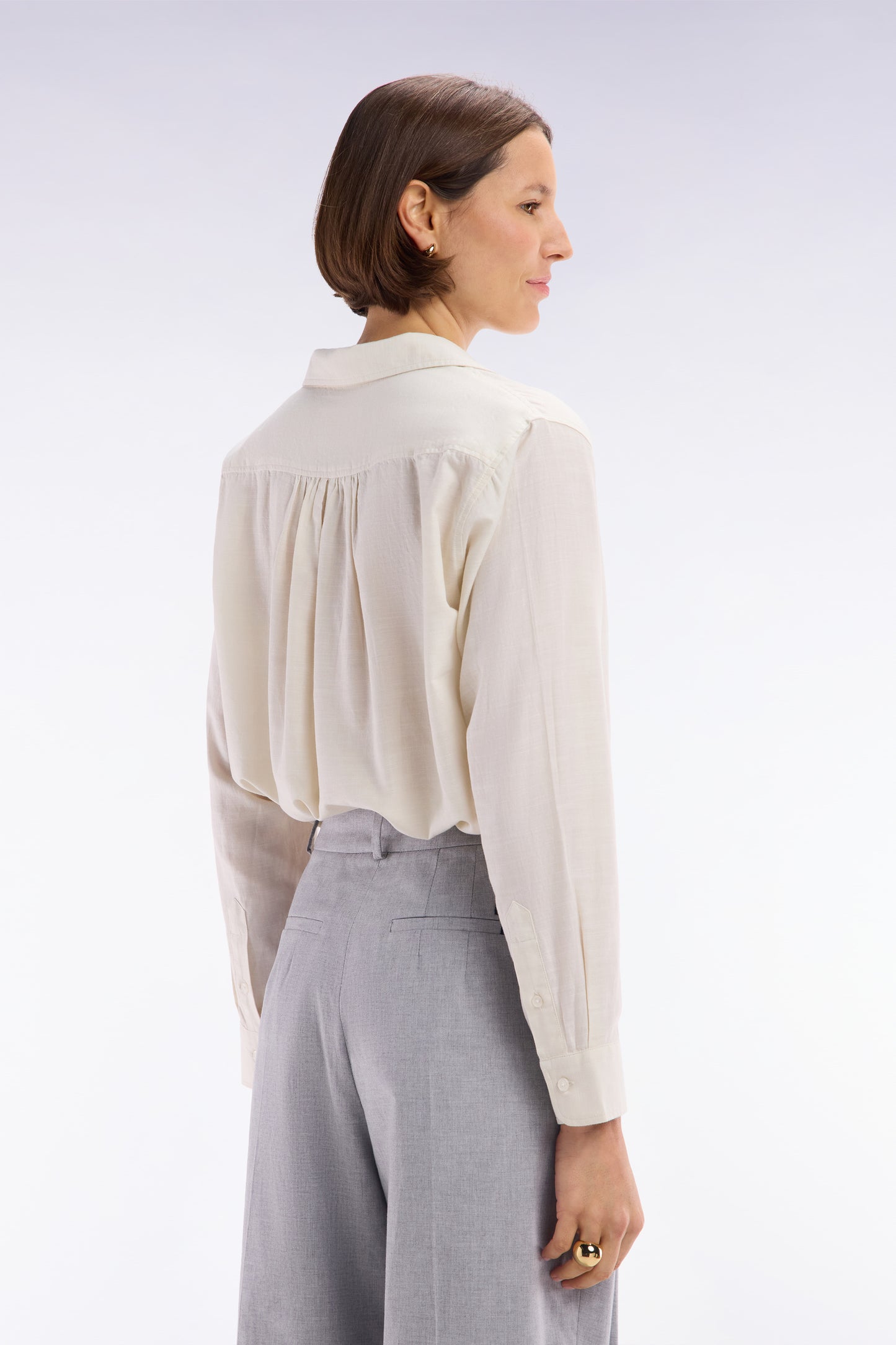 Relaxed-fit ecru cotton shirt