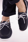 Navy suede leather boat shoes style loafers
