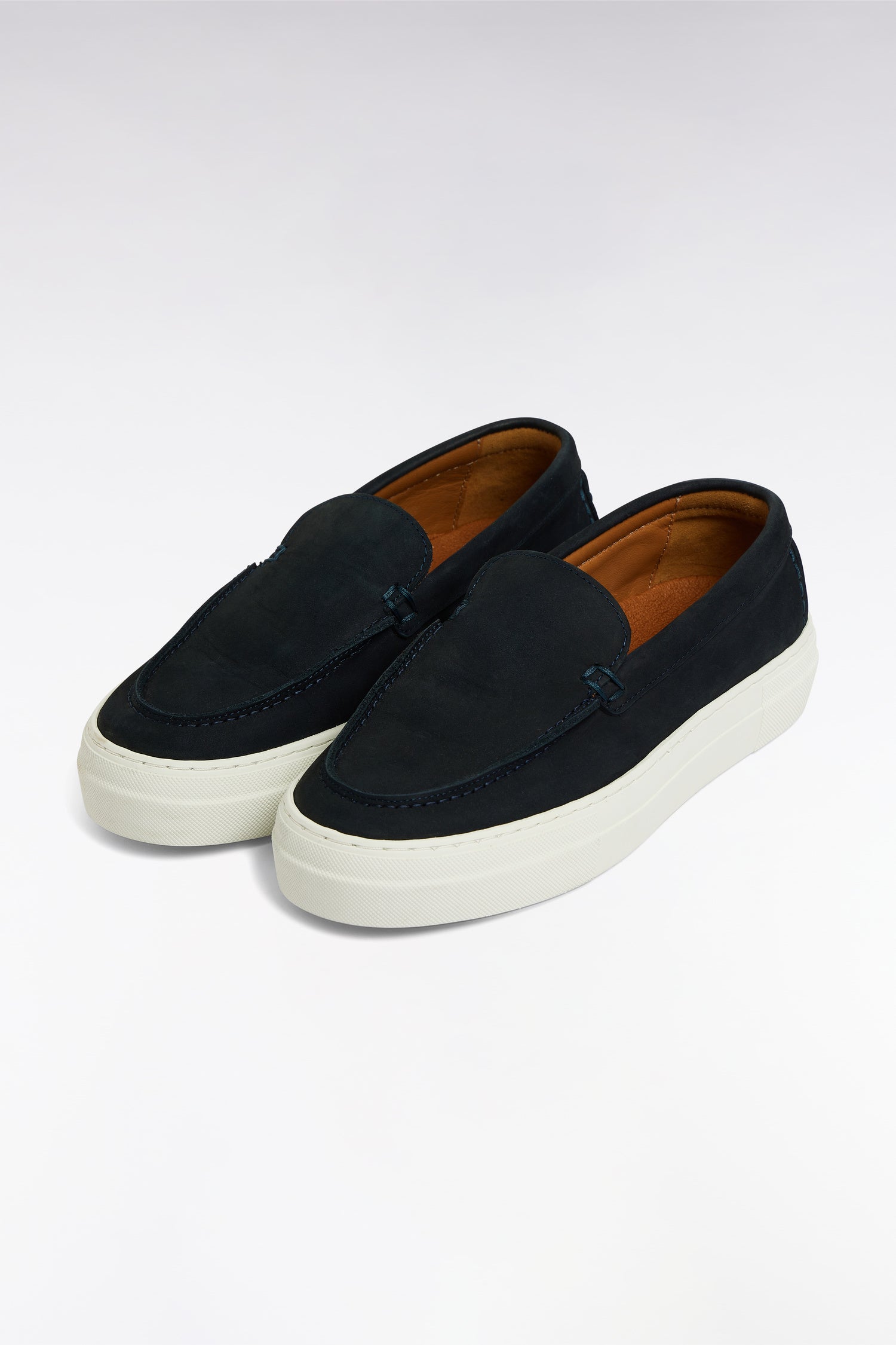 Mocassins femme à semelles sneakers en cuir suédé marine