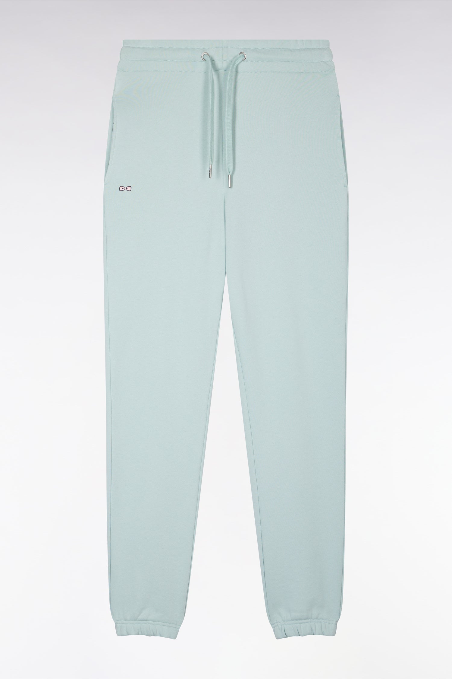 Jogging en molleton coton vert d'eau coupe droite