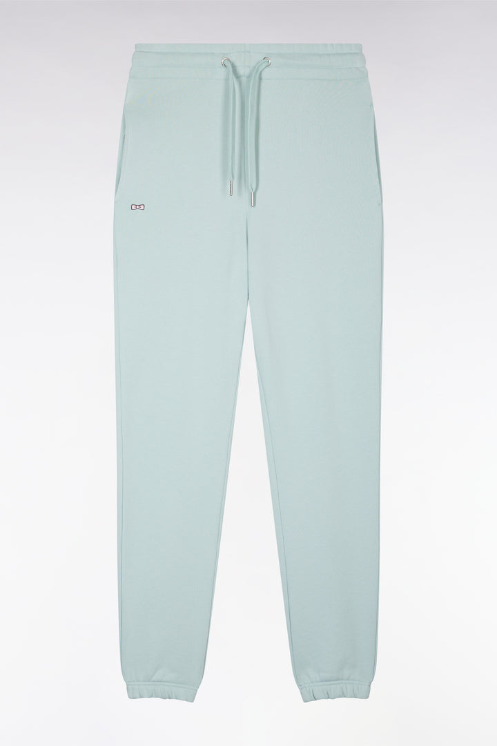 Jogging en molleton coton vert d'eau coupe droite