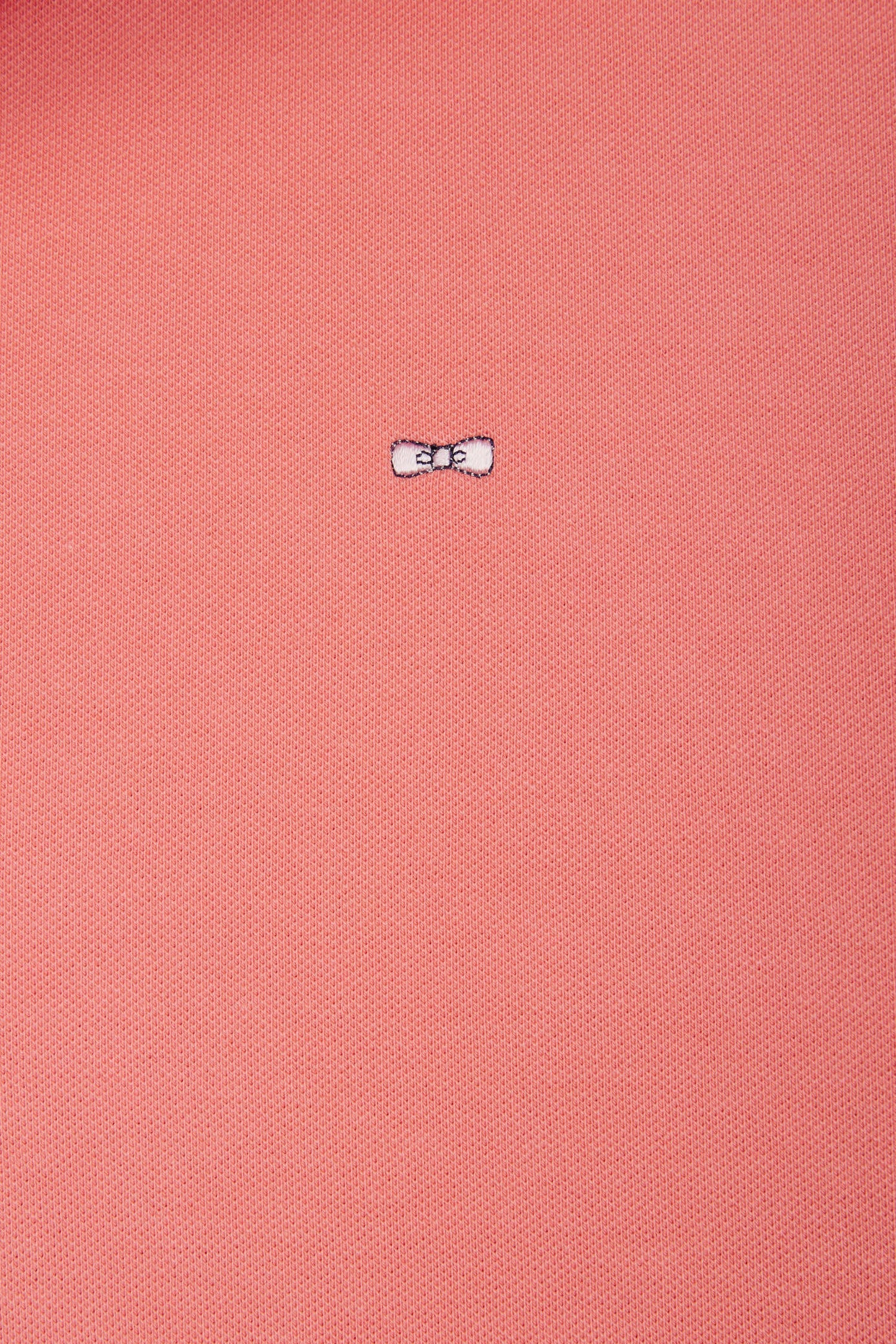 Slim-fit short-sleeved polo shirt in salmon pink stretch cotton piqué