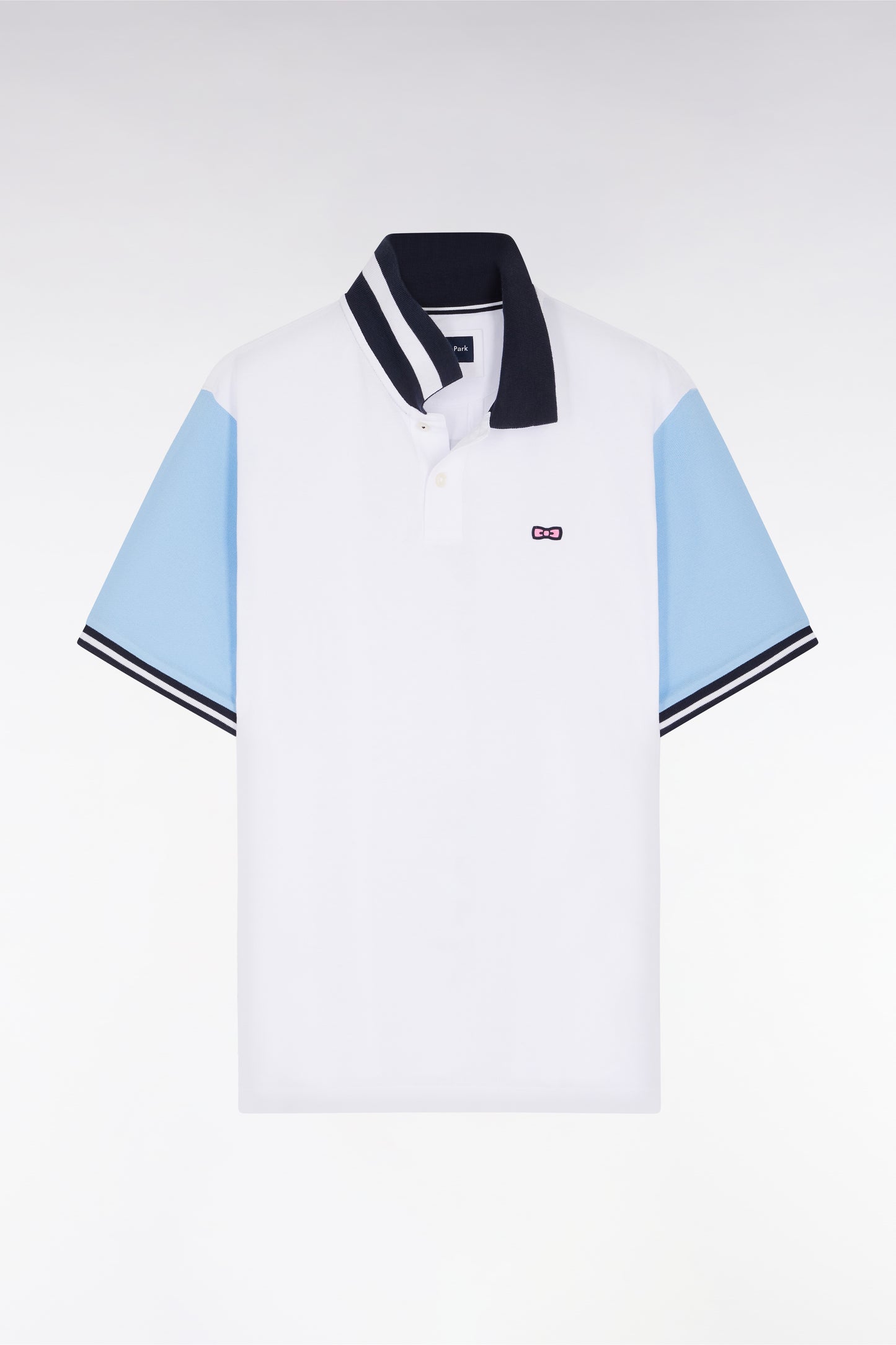 Eden Park short-sleeved polo shirt in white cotton with jacquard back - A SHOOTER
