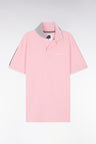 Relaxed-fit plain short-sleeved polo shirt in pink cotton with Eden Park lettering