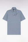 Straight-fit short-sleeved polo shirt in dark grey cotton-linen blend