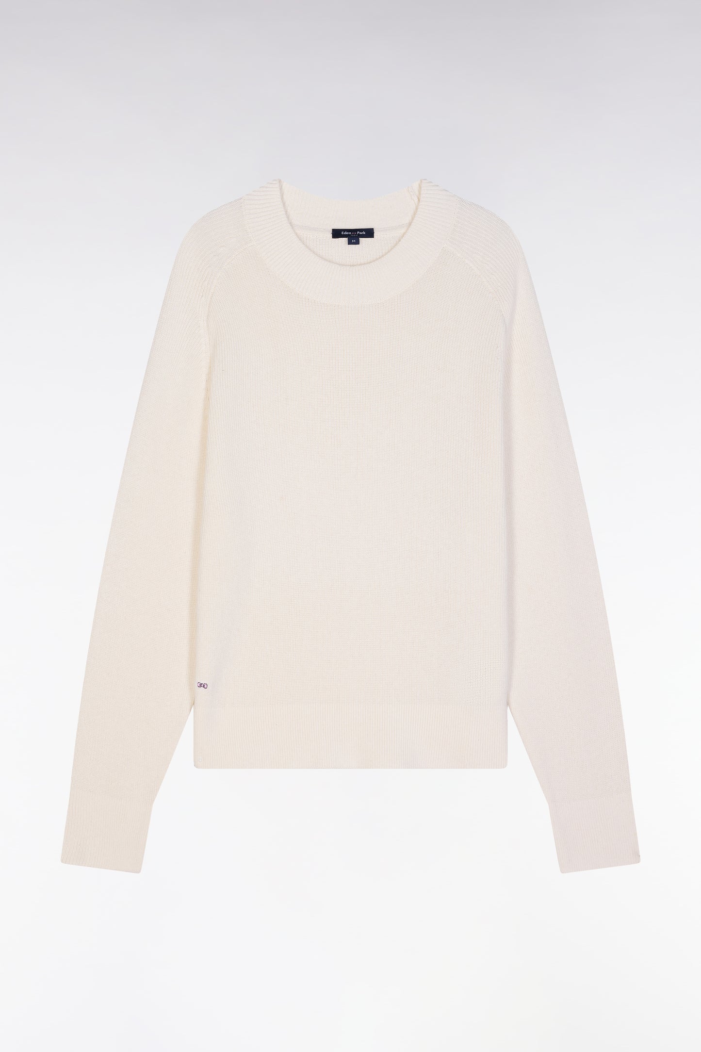 Relaxed-fit ecru ribbed crew neck jumper