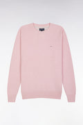 Pull col rond en coton nid d'abeille rose coupe droite