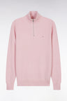 Straight-fit pink honeycomb cotton trucker collar jumper