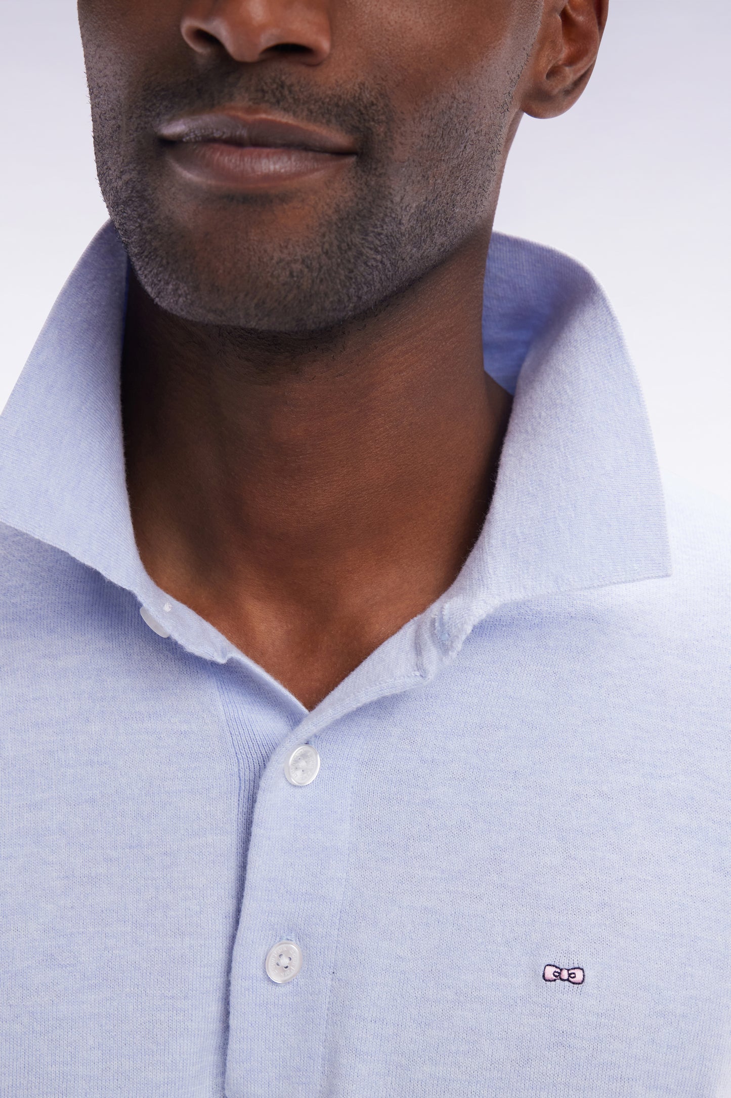 Straight-fit light grey cotton-silk-blend polo neck jumper
