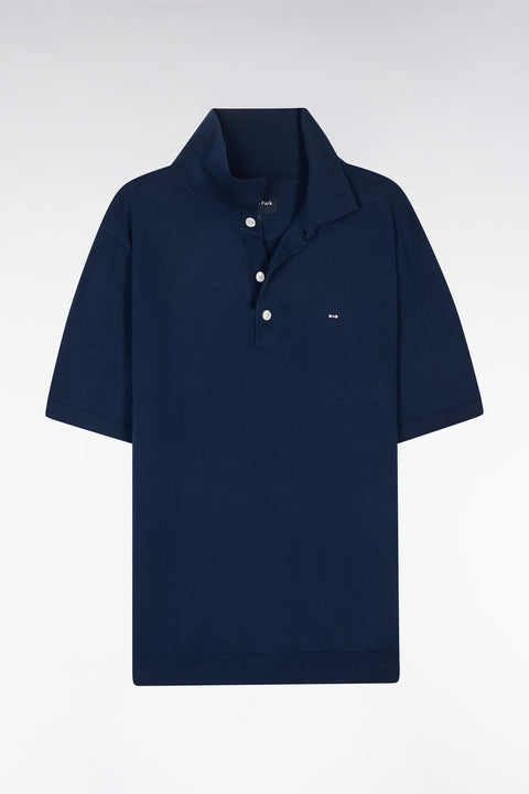 Straight-fit navy cotton-silk-blend polo neck jumper - Image 2