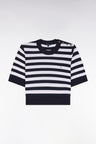 Straight-fit round-neck navy sailor jumper in organic cotton and cashmere