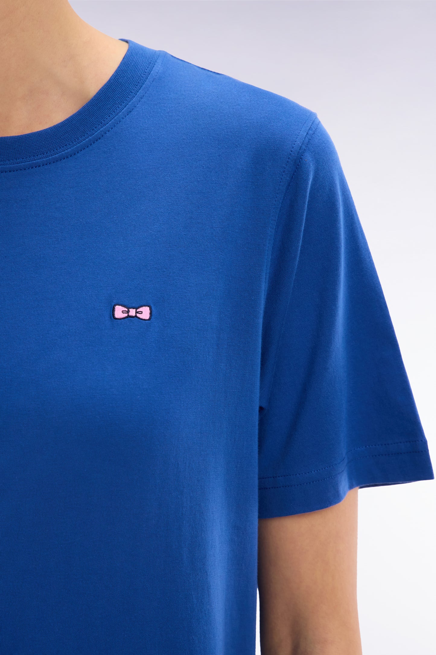 Blue Pima cotton T-shirt dress, straight cut