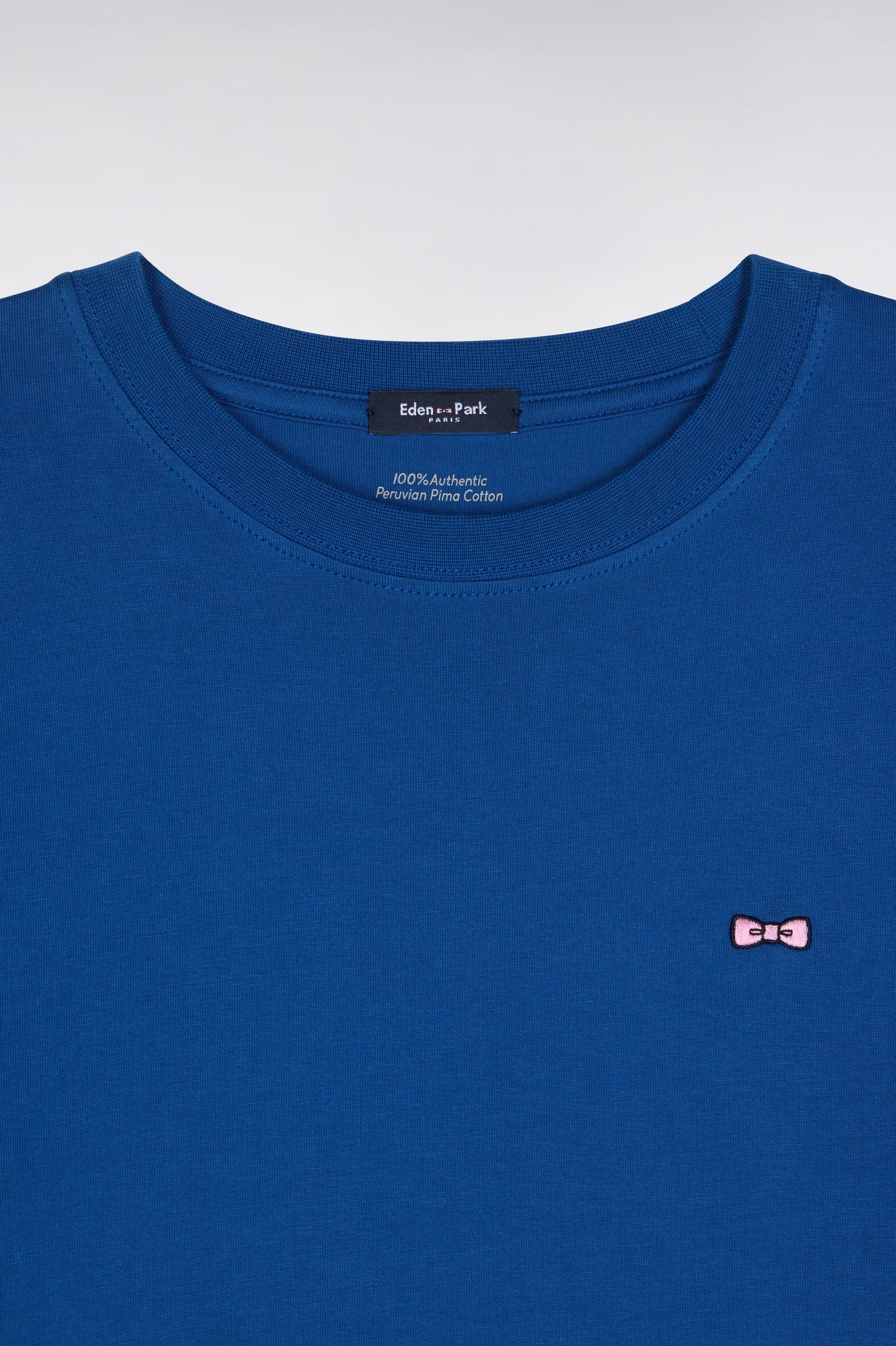 Blue Pima cotton T-shirt dress, straight cut