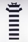 Navy and white Pima cotton straight-cut T-shirt dress