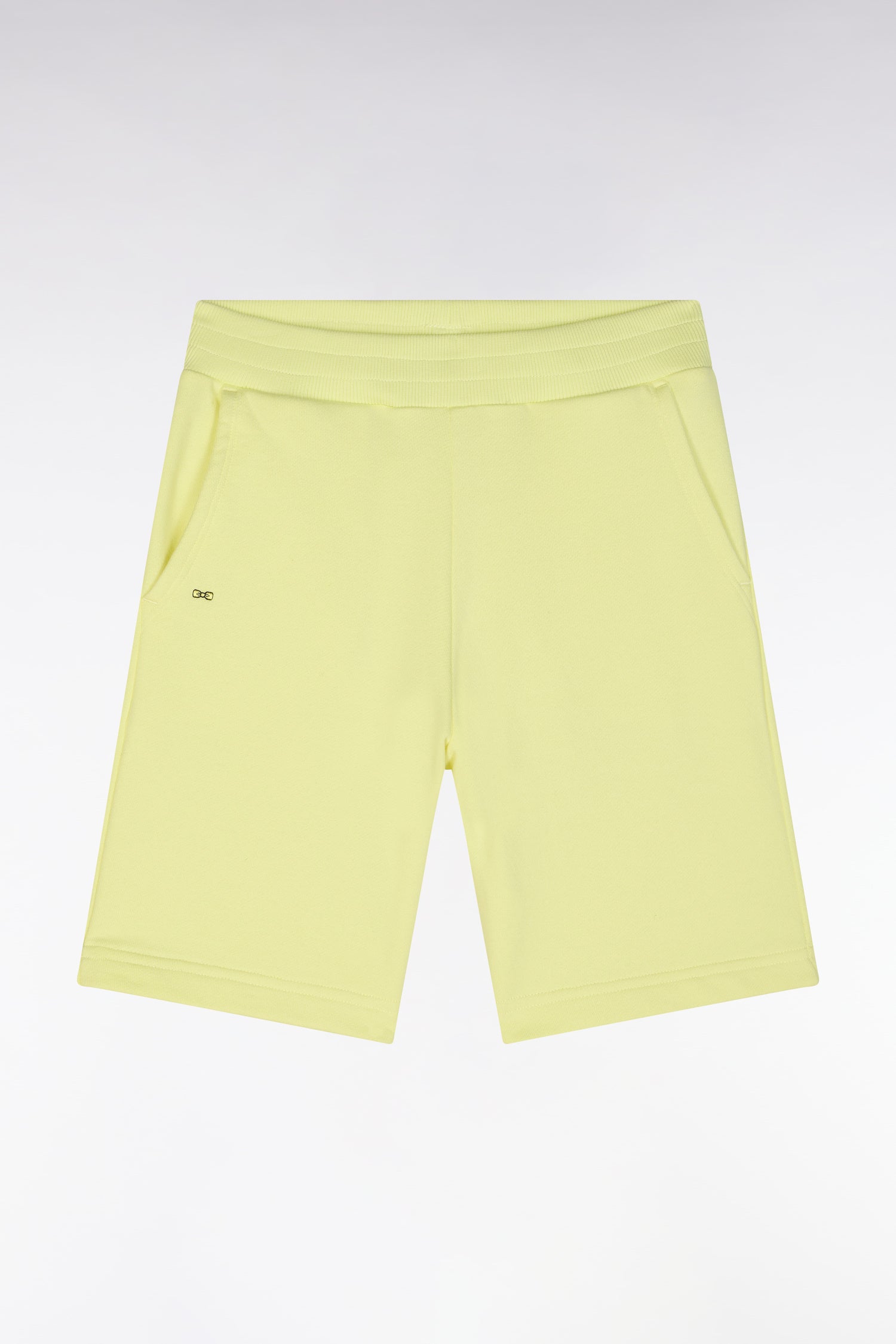 Short en molleton coton jaune coupe droite