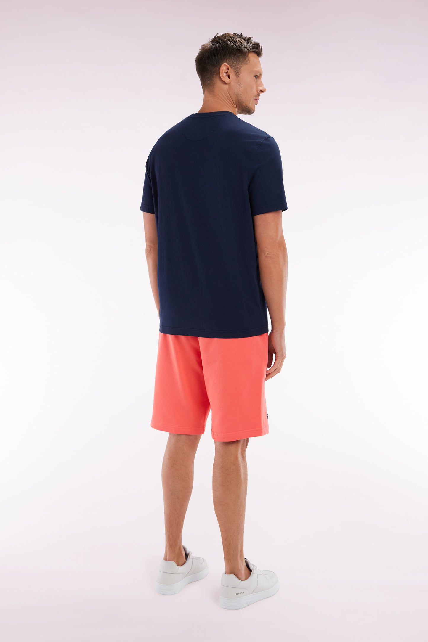 Short en molleton coton corail coupe décontractée