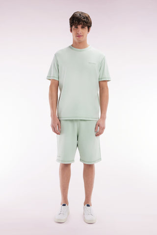 Relaxed-fit light green cotton fleece shorts