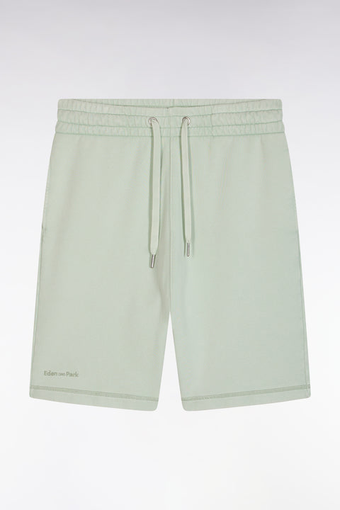 Relaxed-fit light green cotton fleece shorts - Image 2