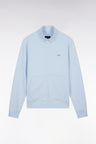 Straight-fit sky blue cotton zip-up sweatshirt