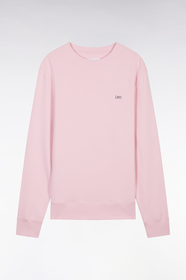 Sweatshirt en molleton coton rose coupe droite et col rond