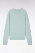 Sweatshirt en molleton coton vert d'eau coupe droite et col rond