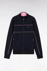 Straight-fit zip-up sweatshirt in blue cotton interlock