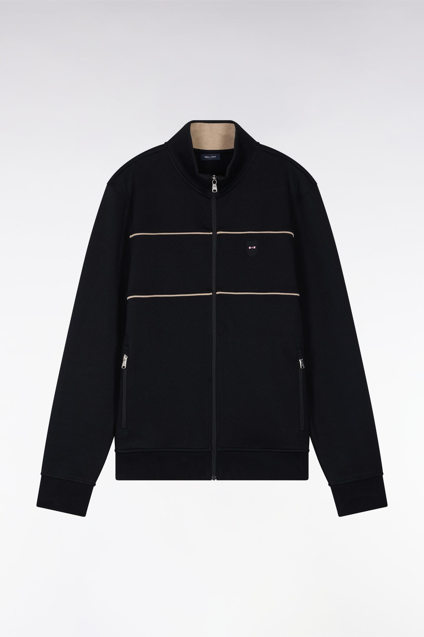 Black cotton-blend zip-up sweatshirt