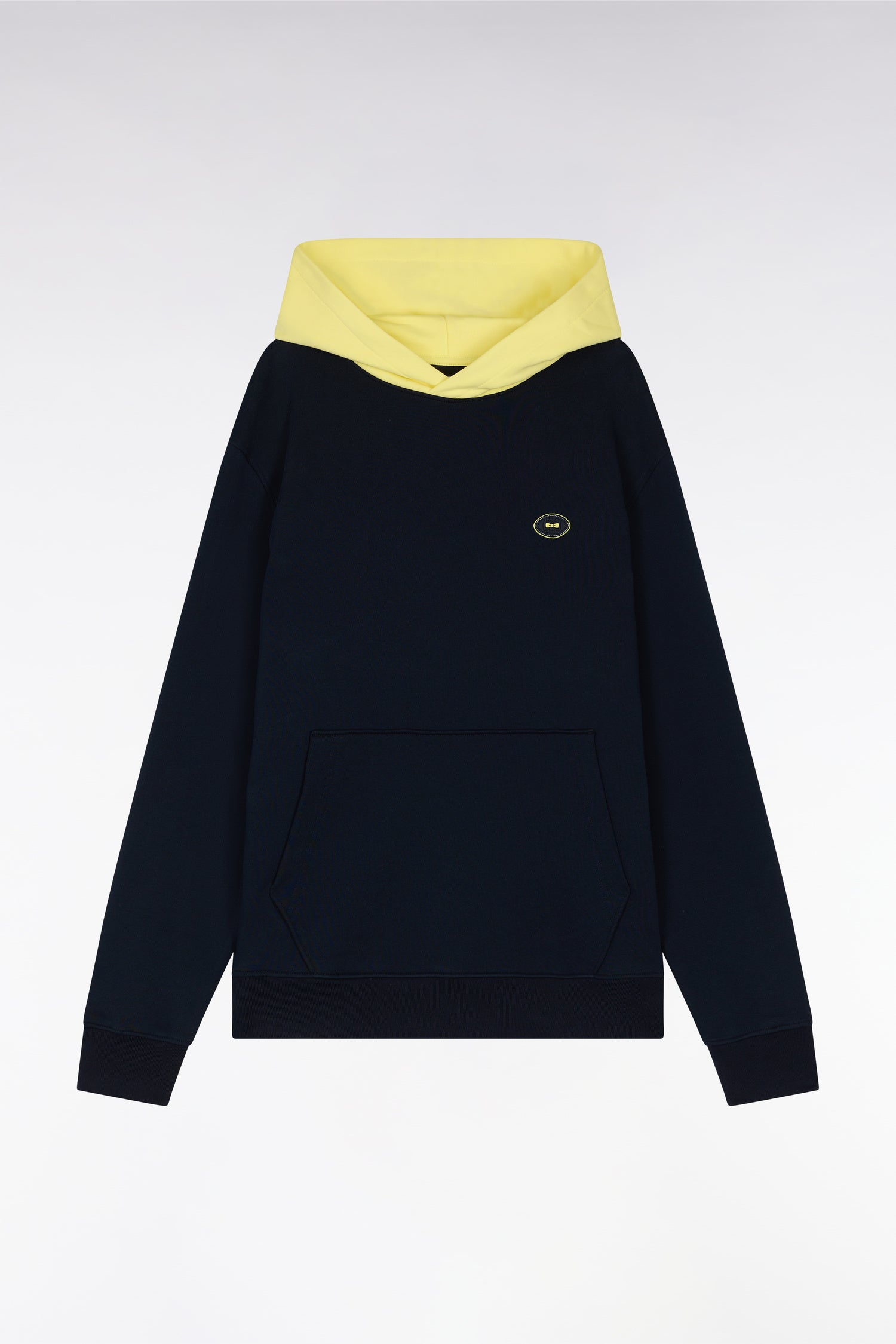 Sweatshirt en molleton coton bicolore jaune coupe décontractée