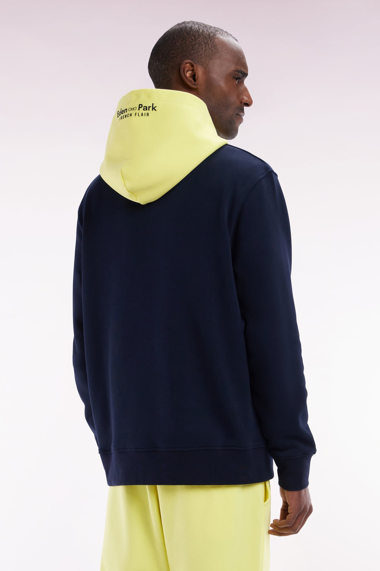 Sweatshirt en molleton coton bicolore jaune coupe décontractée