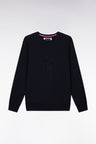 Relaxed-fit navy cotton fleece sweatshirt with tone-on-tone palm tree embroidery