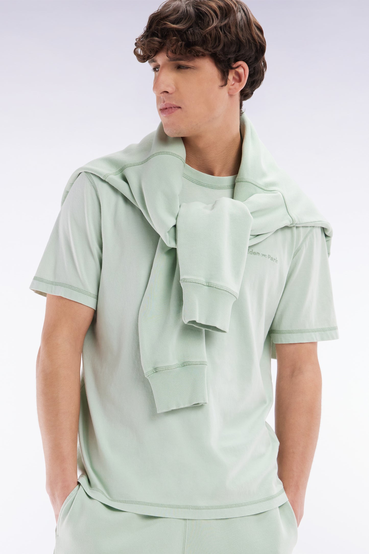Relaxed-fit green overdyed cotton T-shirt