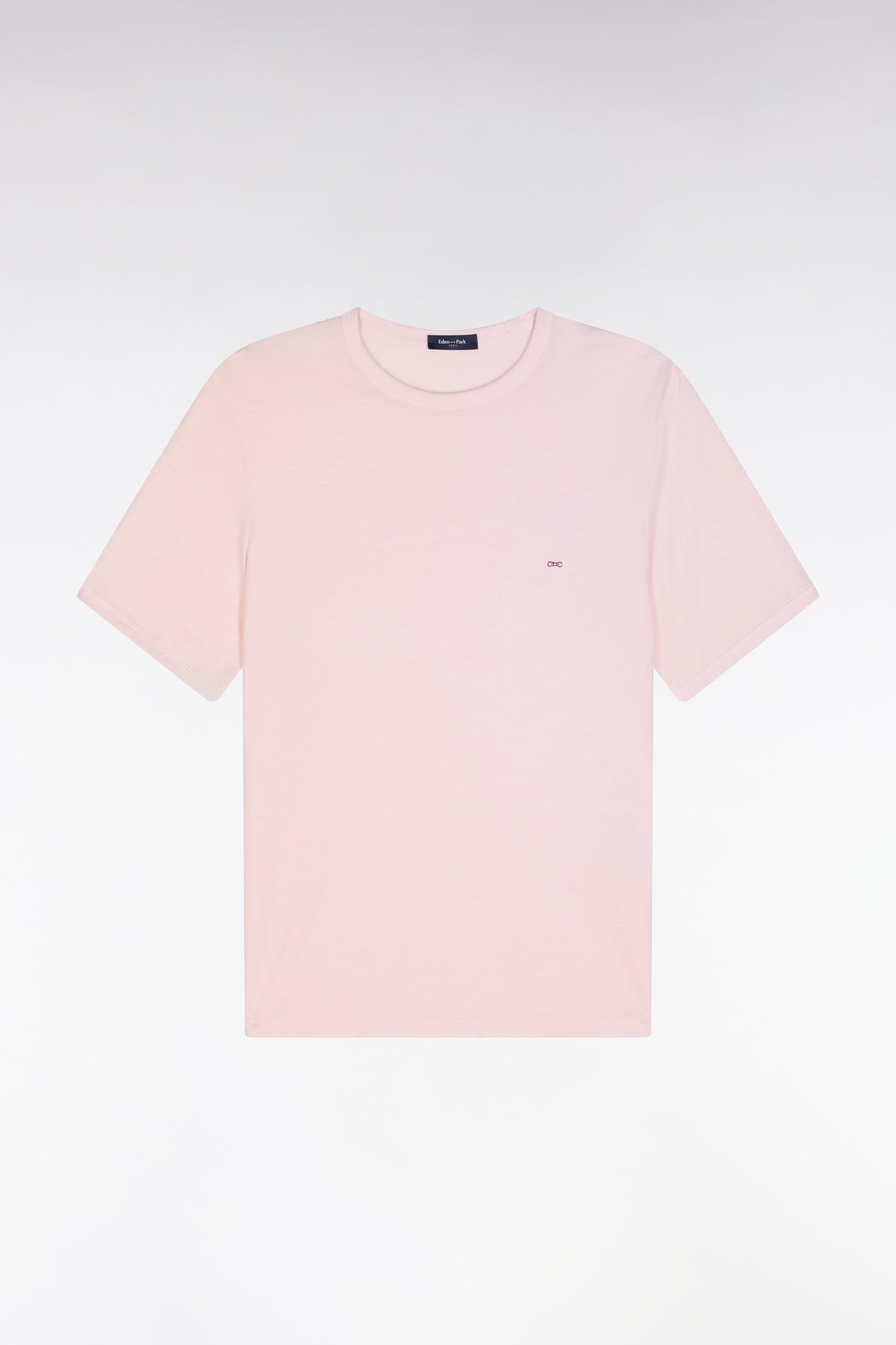 T-shirt uni rose pâle en lyocell et coton coupe droite