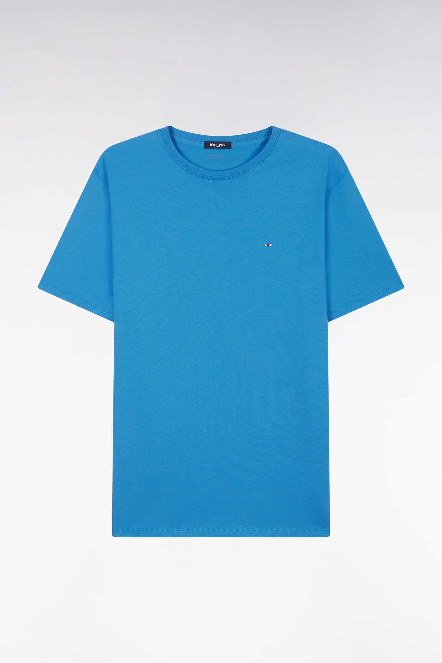 T-shirt en coton Pima bleu coupe droite