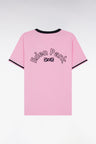 Straight-fit pink cotton T-shirt with Eden Park bow tie embroidery
