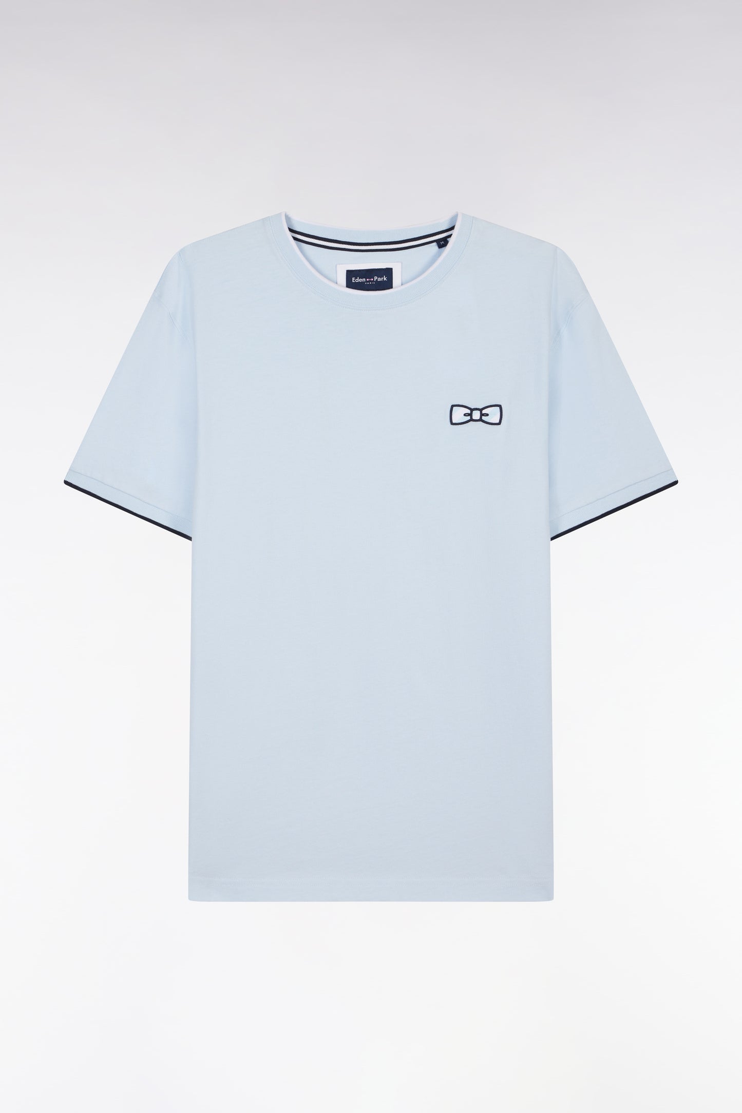 Sky cotton T-shirt with bow-tie embroidery, relaxed fit