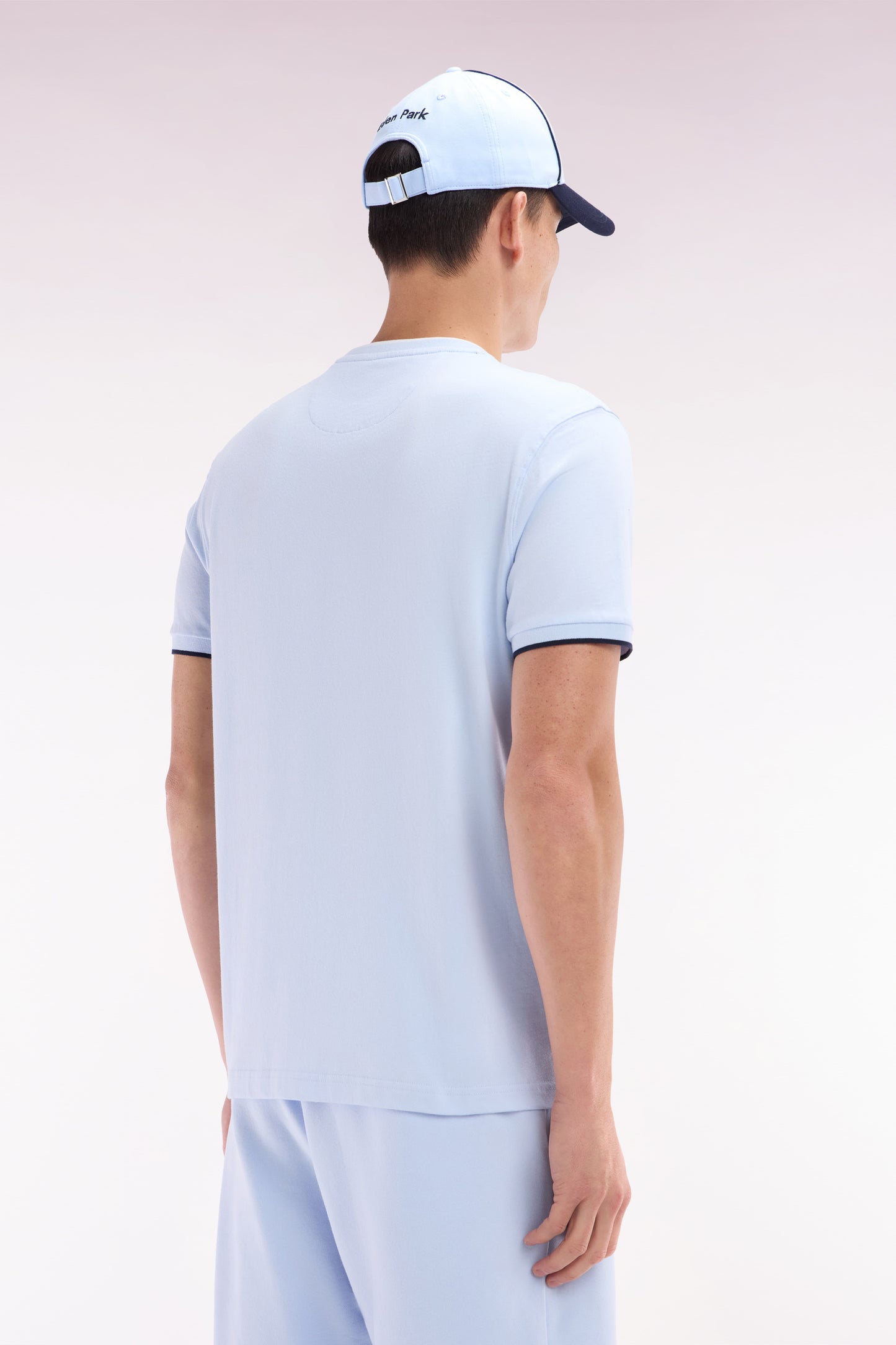 Sky cotton T-shirt with bow-tie embroidery, relaxed fit
